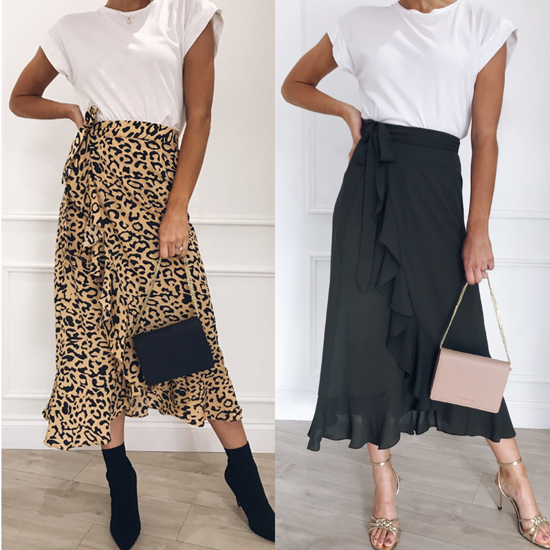 Printed Leopard Loose Ruffled Skirt