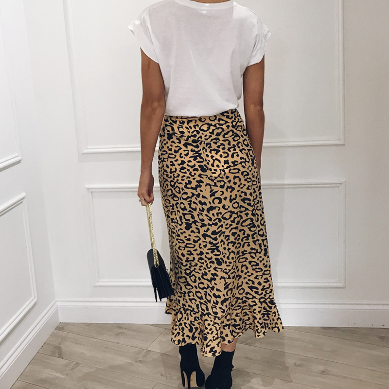 Printed Leopard Loose Ruffled Skirt