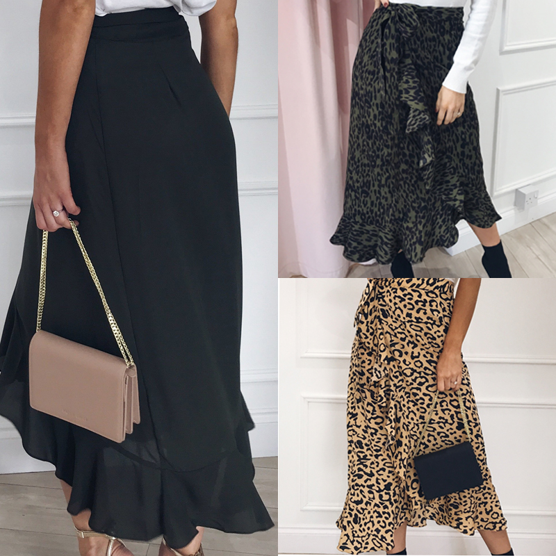 Printed Leopard Loose Ruffled Skirt