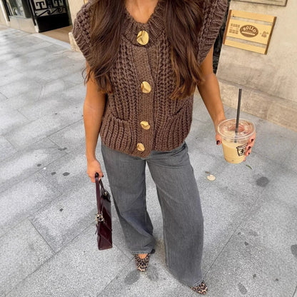 Trendy Women's Thick Knit  Vest
