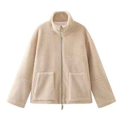 Women’s Elegant Lamb Wool Turtleneck Coat