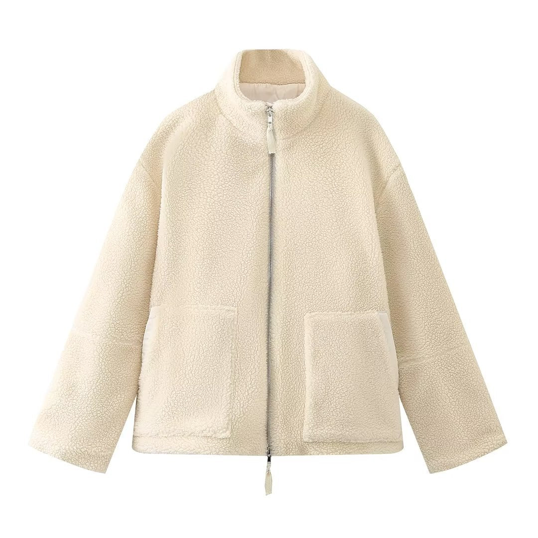 Women’s Elegant Lamb Wool Turtleneck Coat