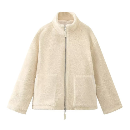 Women’s Elegant Lamb Wool Turtleneck Coat