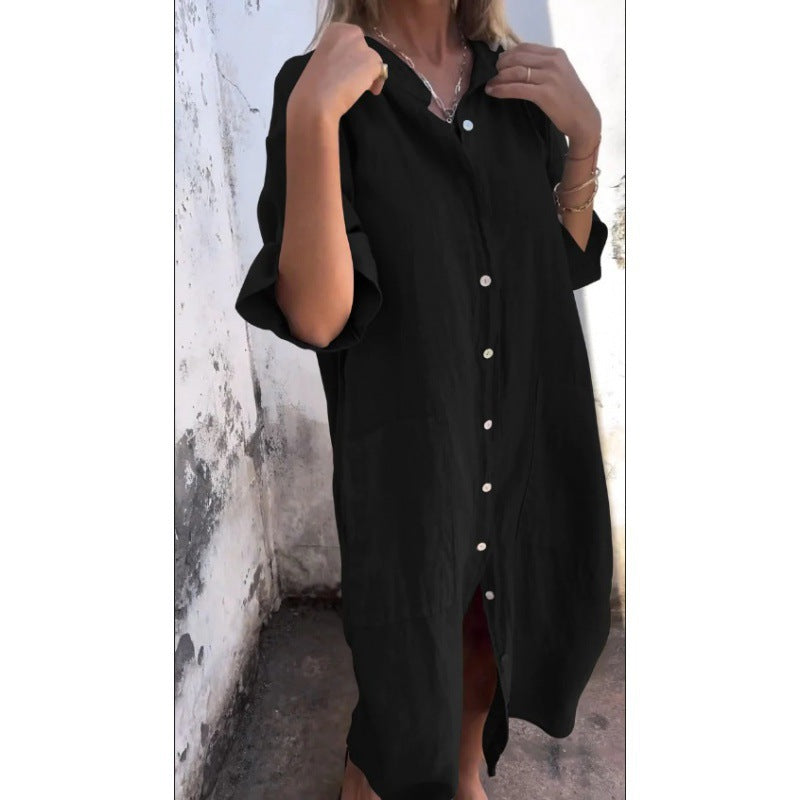 Linen Shirt Dress Women
