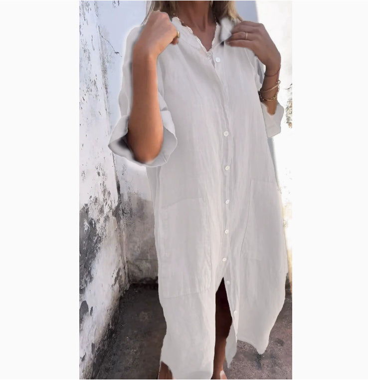 Linen Shirt Dress Women