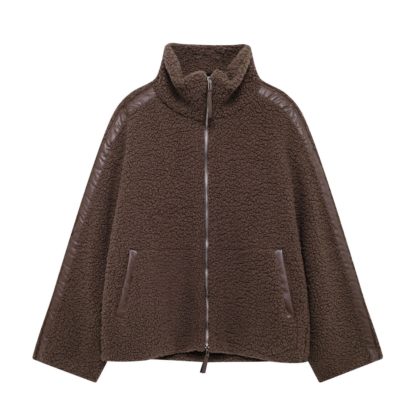 Women’s Elegant Lamb Wool Turtleneck Coat