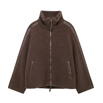 Women’s Elegant Lamb Wool Turtleneck Coat