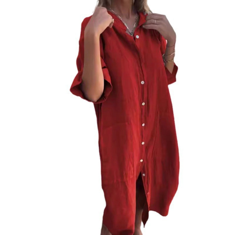 Linen Shirt Dress Women