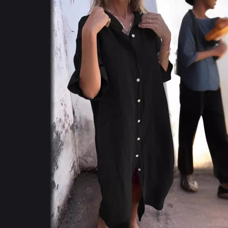 Linen Shirt Dress Women