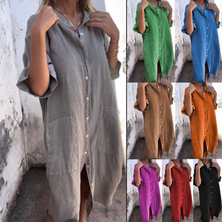 Linen Shirt Dress Women